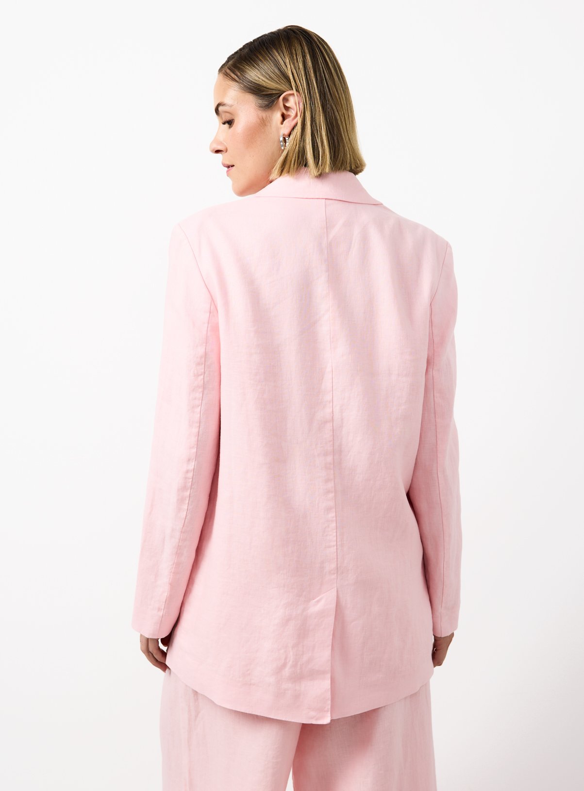 Pink Linen Longline Blazer 16 - Image 4 thumbnail
